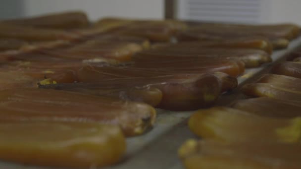 Salted bottarga on table — Stock Video