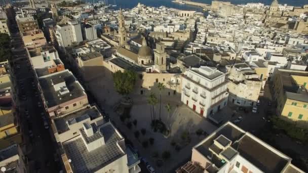 Monopoli stad en waterfront — Stockvideo