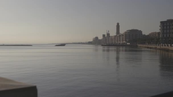 Morning Calm Embankment Nazario Sauro View Treasury Provincia Bari City — Stock Video