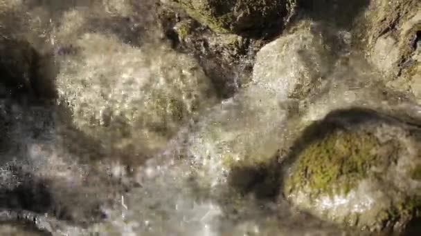 流动的山小河的关闭 — 图库视频影像