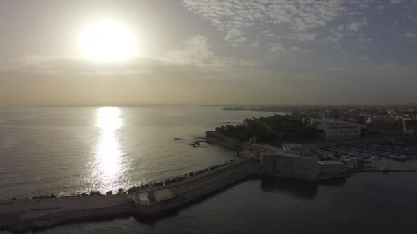 Luftaufnahme Von Trani Seehafen Von Apulien Süditalien Adriatischen Meer Provinz — Stockvideo