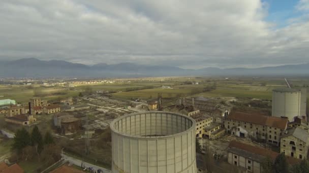 Aerial View Industrial Area Small Italian Town Avezzano Mountains Background — Stock Video