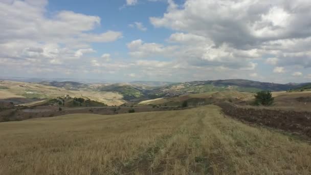 Voo Sobre Vista Das Colinas Verdes Província Basilicata Matera Itália — Vídeo de Stock