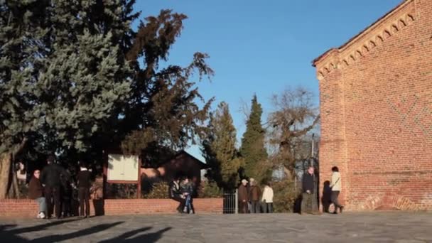 Gevel Van Katholieke Kerk Chiesa Provincie Sondrio Italiaanse Regio Lombardije — Stockvideo