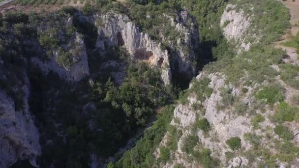 Luchtfoto Van Kloof Gravina Puglia Italië — Stockvideo