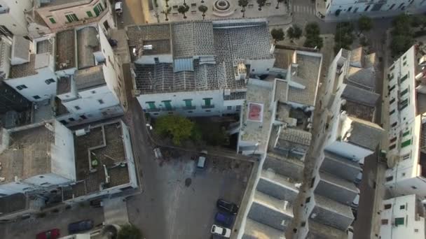 Luchtfoto Van Locorotondo Stad Overdag Apulië Calabrië — Stockvideo