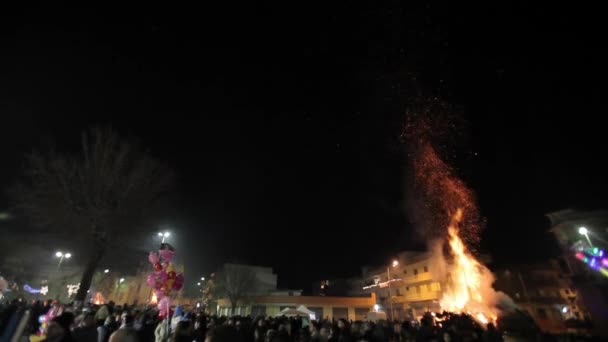 Feast Fanve Religious Celebration Castellana Grotte Spectacular Bonfire — Stock Video