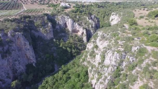 Luchtfoto Van Kloof Gravina Puglia Italië — Stockvideo