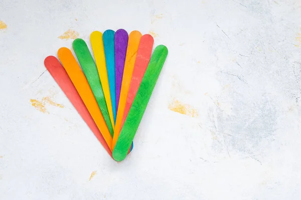 Pile Colorful Popsicle Sticks Gathered On Stock Photo 1105197479