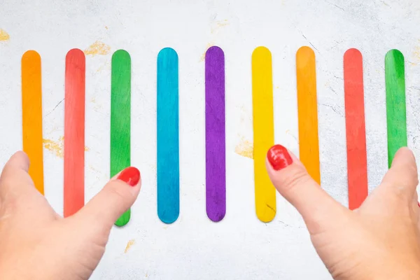 Colorful counting rods for kids to learn mathematics on white background — Stock Photo, Image