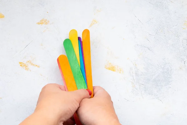 Bunch of colorful popsicle sticks for arts and crafts — Stock Photo, Image