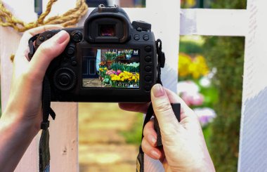 15.02.2020, Rusya, Moskova Botanik Bahçesinin Açılışı. Profildeki genç kız doğal arka plandaki sarı çiçekleri fotoğraflıyor..