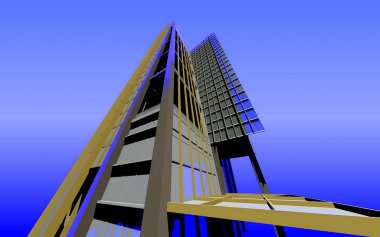 Gökdelen mavi bulutlu skywhite ile 