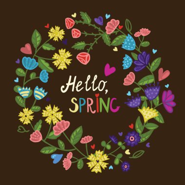 çiçek vektör renkli arka plan ile çiçek çelenk