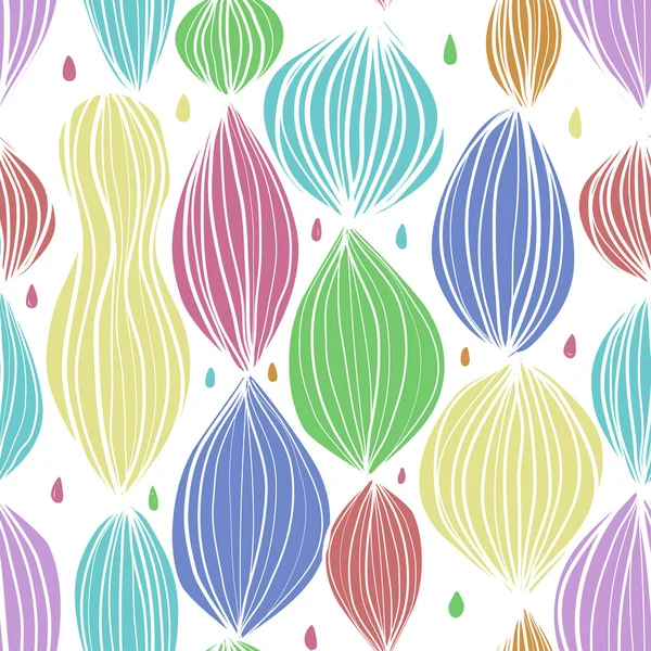 Seamless pattern with abstract round color elements and bright color drops — Stock Vector