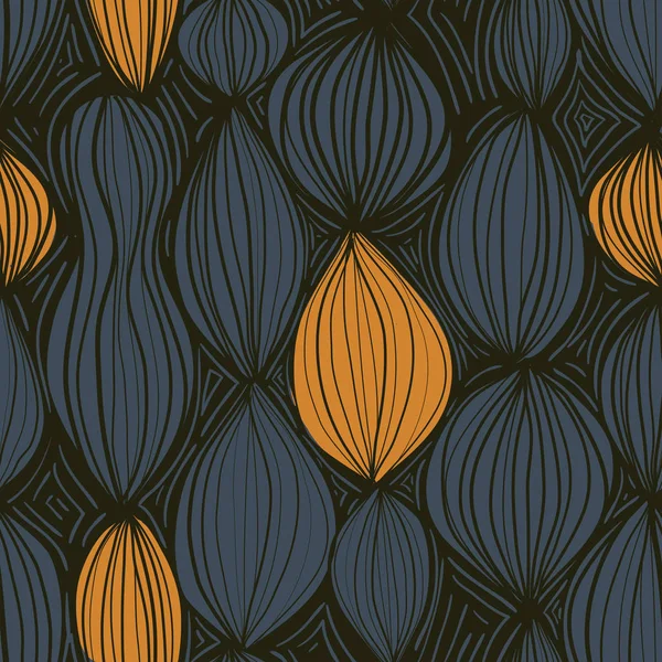 グレーとオレンジ色の抽象的なラウンド要素を持つシームレス パターン — ストックベクタ