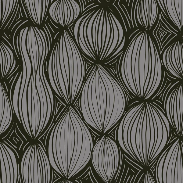 Motif sans couture avec des éléments ronds abstraits de couleur grise sur fond noir . Vecteurs De Stock Libres De Droits