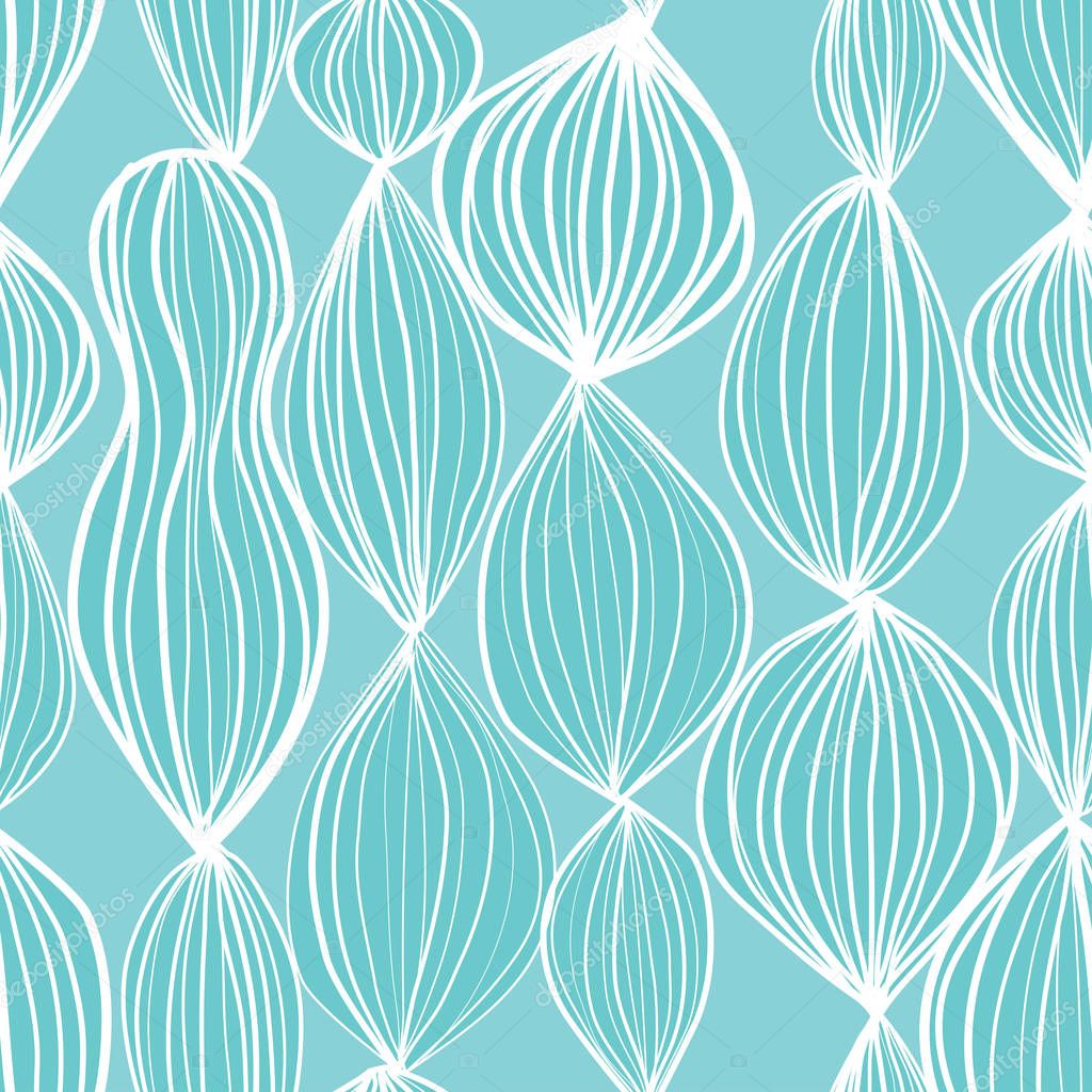Seamless pattern with abstract round elements white contour