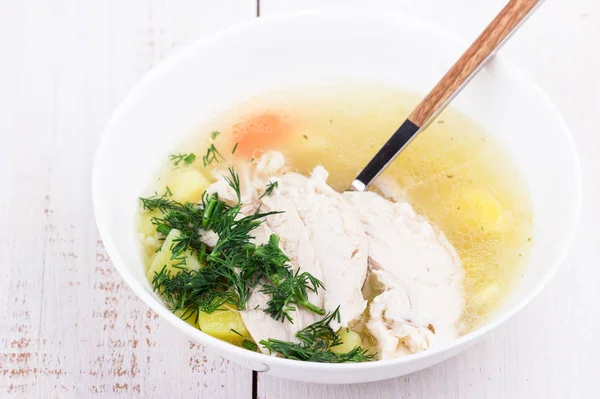 Fresh chicken soup — Stock Photo, Image