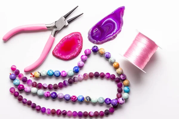 Purple, pink, rose gemstone beads — Stok fotoğraf