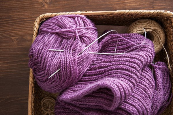 Knitting. Knitting needles and yarn
