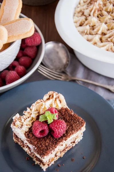 Home Made Traditional Italian Dessert Tiramisu — Stock Photo, Image