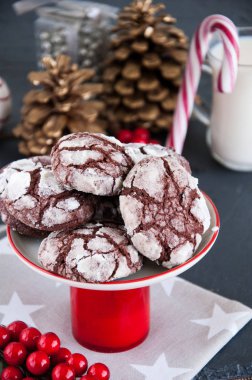 Noel süslemeleri ile Çikolatalı Bisküvi