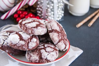 Noel süslemeleri ile Çikolatalı Bisküvi