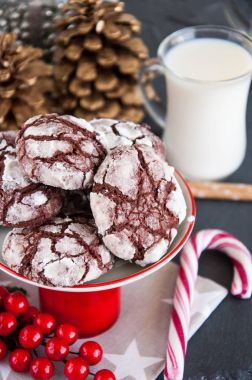 Noel süslemeleri ile Çikolatalı Bisküvi