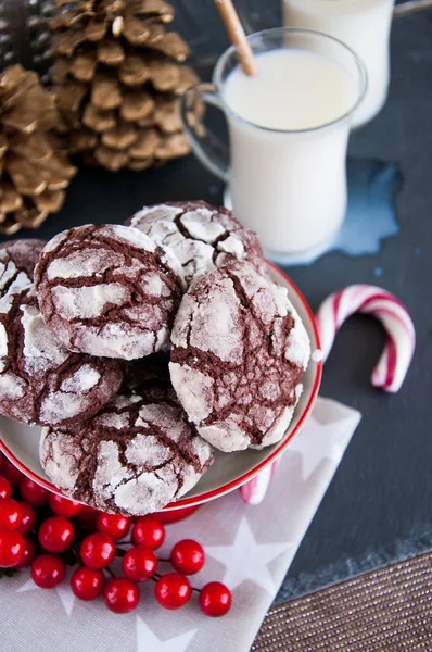 Noel süslemeleri ile Çikolatalı Bisküvi