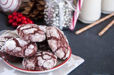 Noel süslemeleri ile Çikolatalı Bisküvi