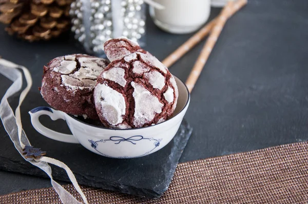 Galletas Chocolate Con Decoraciones Navideñas — Foto de Stock