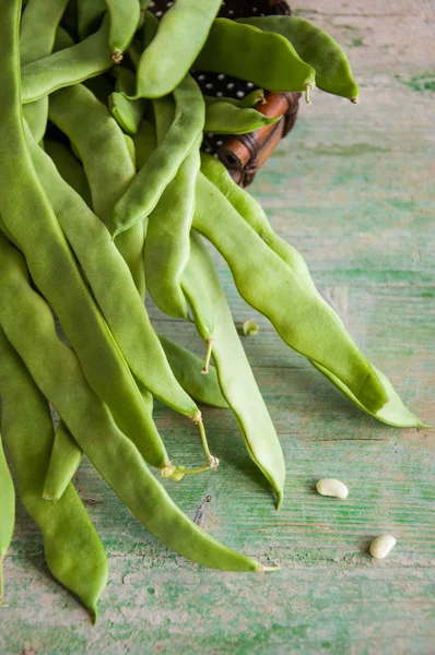 Cialde Verdi Fresche Fagioli Piatti — Foto Stock