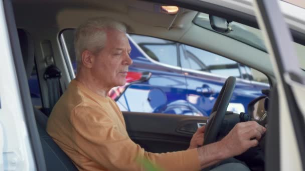 El hombre examina el interior del coche — Vídeos de Stock