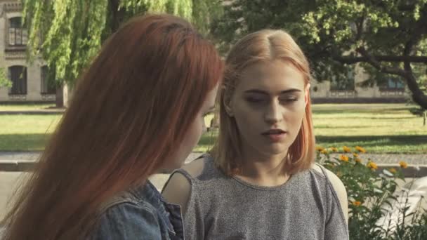 Dos chicas teniendo una charla — Vídeos de Stock