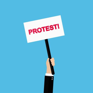 protesto afiş ile el