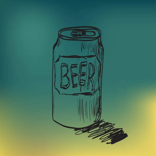 Estaño con cerveza en estilo vintage — Vector de stock