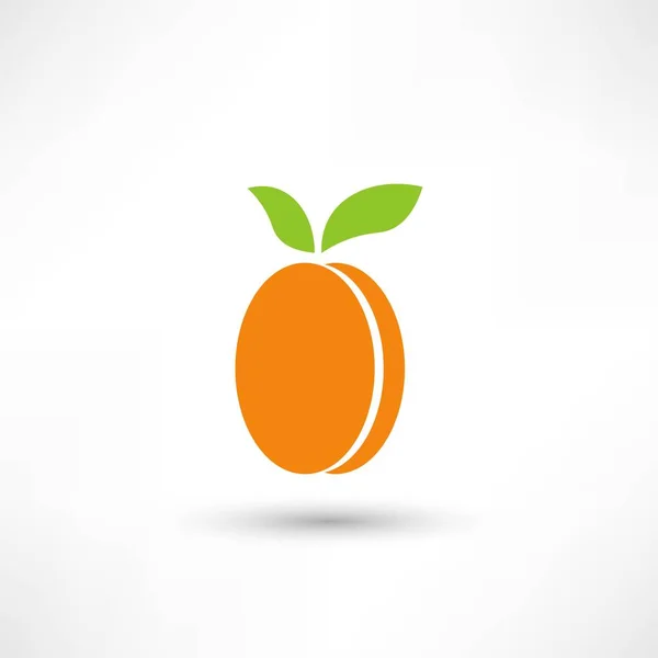 Aprikose mit Blättern Symbol — Stockvektor