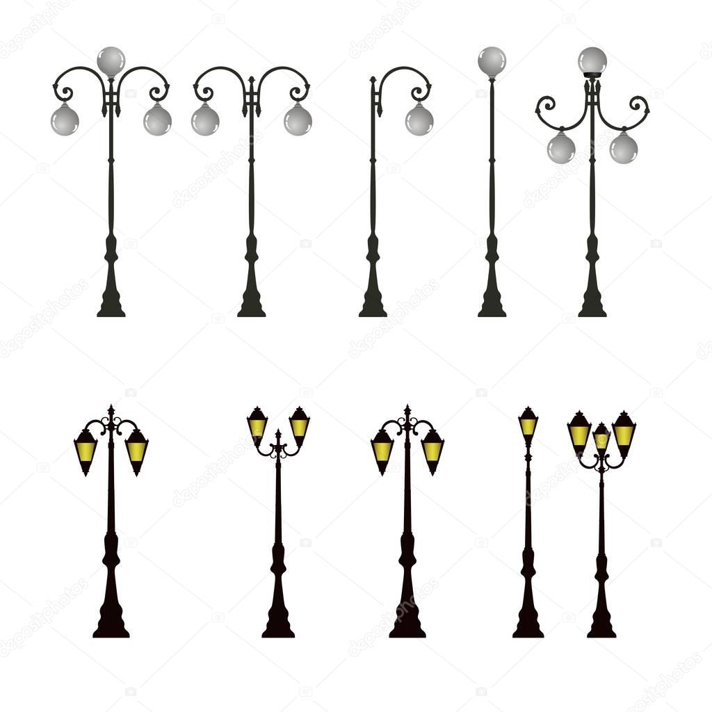 Street light icons set 