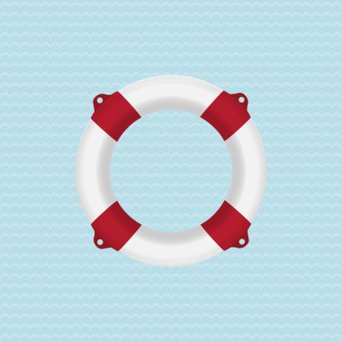 Lifebuoy gerçekçi vektör çizim çizgili arka plan üzerinde