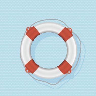Lifebuoy gerçekçi vektör çizim çizgili arka plan üzerinde