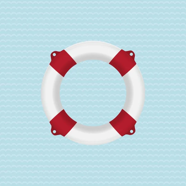 Lifebuoy Realistic Vector Illustration Striped Background — Stock Vector