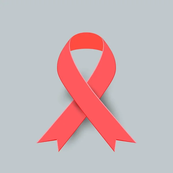 Cinta rosa realista y el icono del cáncer de mama — Archivo Imágenes Vectoriales