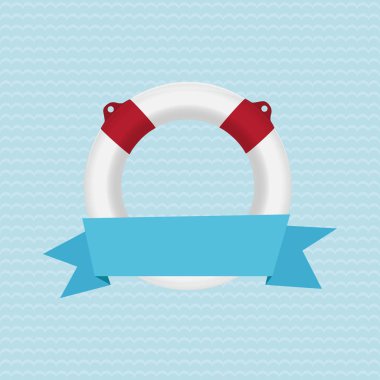 Lifebuoy gerçekçi vektör çizim çizgili arka plan üzerinde