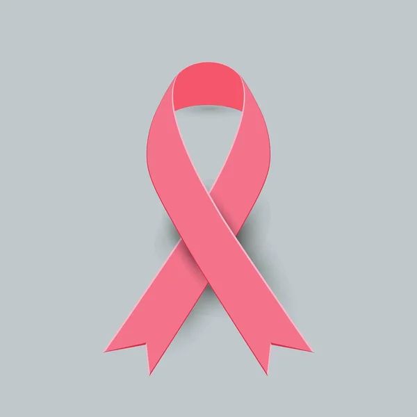 Cinta rosa realista y el icono del cáncer de mama — Archivo Imágenes Vectoriales