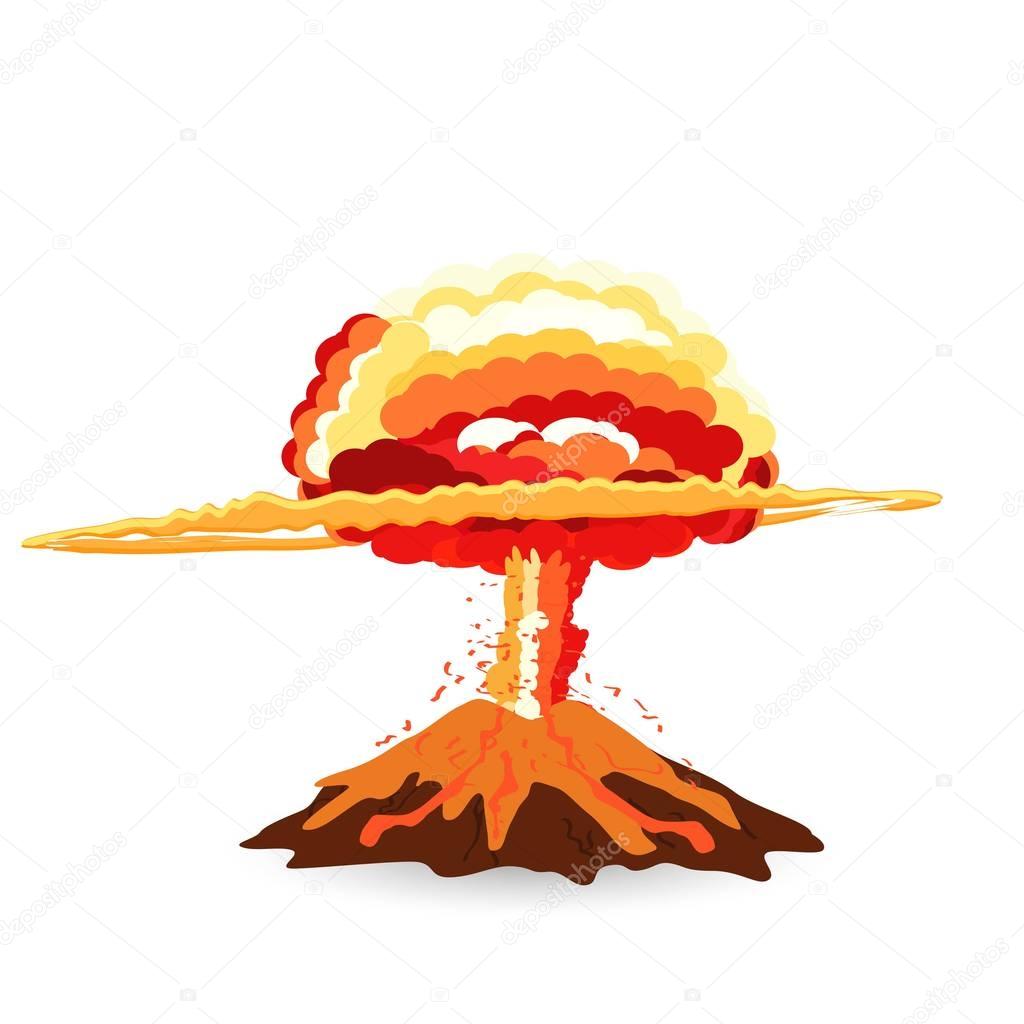 Volcano isolated on white, vector illustration