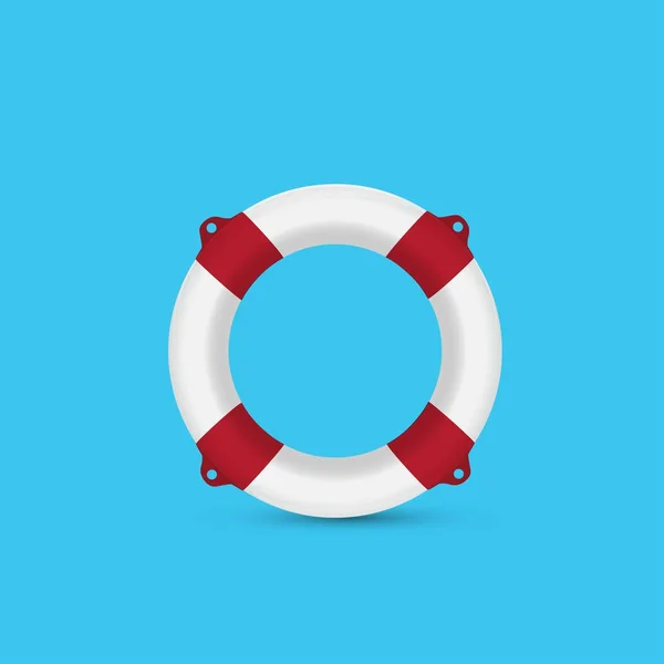 Lifebuoy Realistic Vector Illustration Striped Background — Stock Vector