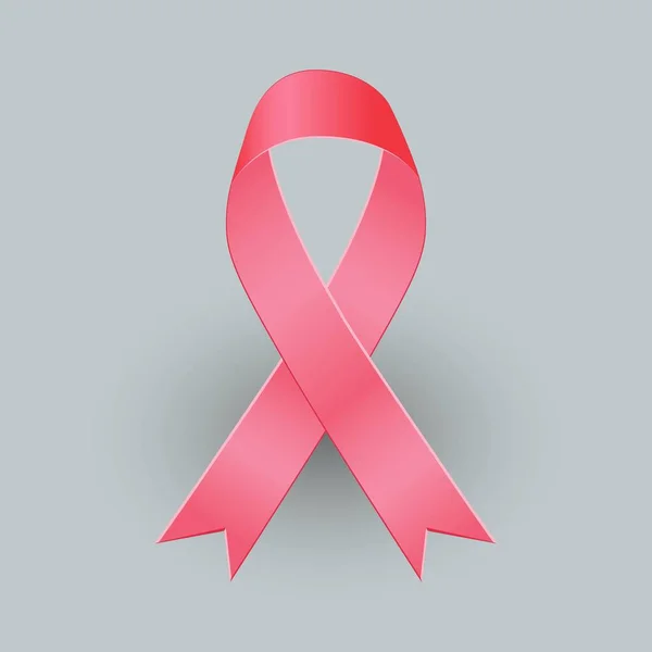 Cinta Rosa Realista Símbolo Conciencia Del Cáncer Mama Octubre Ilustración — Archivo Imágenes Vectoriales