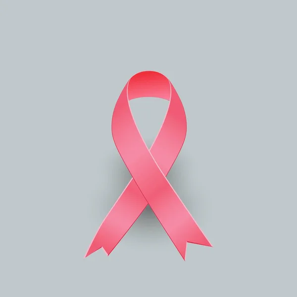 Cinta Rosa Realista Símbolo Conciencia Del Cáncer Mama Octubre Ilustración — Archivo Imágenes Vectoriales