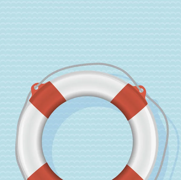 Lifebuoy Realistic Vector Illustration Striped Background — Stock Vector
